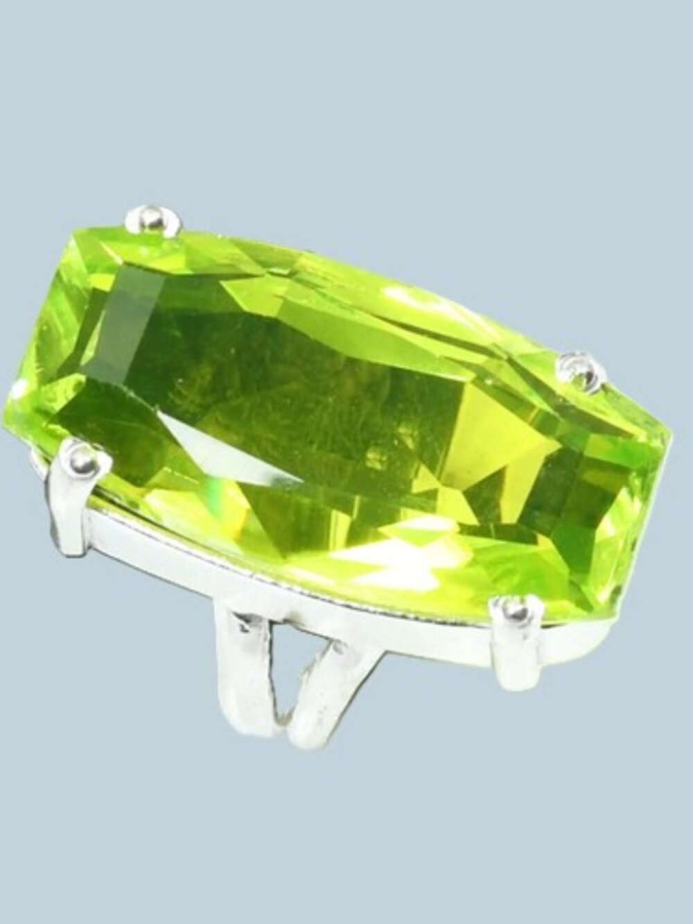 Peridot Gemstone Sterling Silver Handmade Ring  Sz 6,75